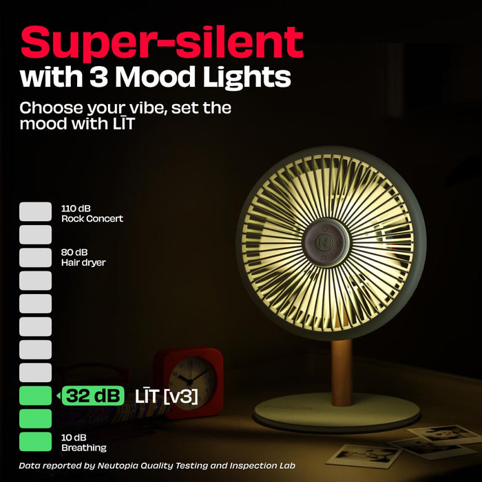 All-day Wireless Rechargeable Table Fan with Mood Light and Magnetic R