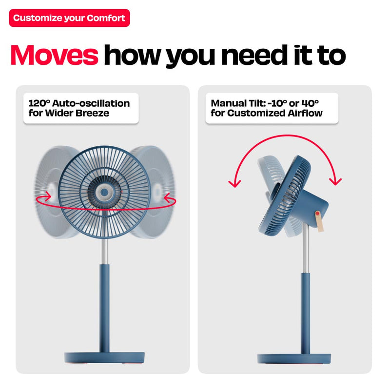 Rechargeable Table Fan with ProLift™ Adjustable Stem and Mood Light